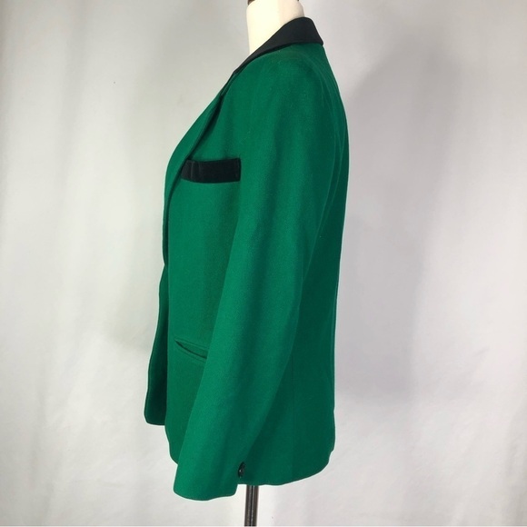VINTAGE Dumas wool and velvet blazer hunter green black dark cottagecore - Picture 5 of 9
